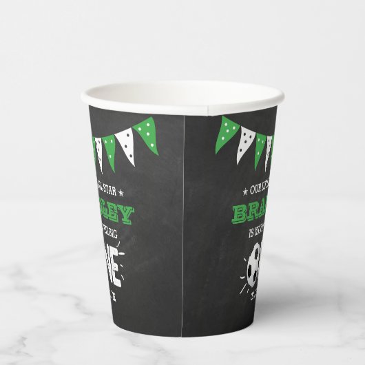 大物を蹴ること |サッカー1回目の誕生日 紙コップ (右)