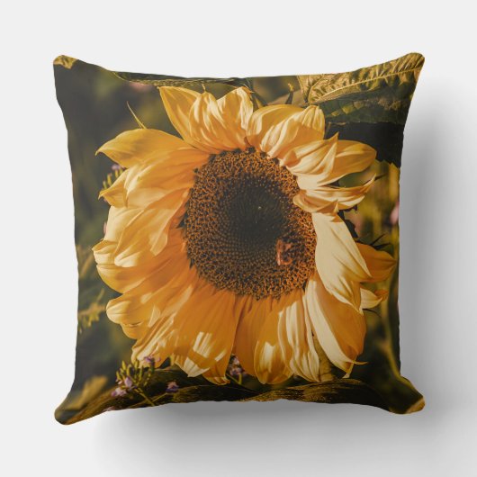 大独身の黄ひまわり装飾用クッション クッション (裏面)