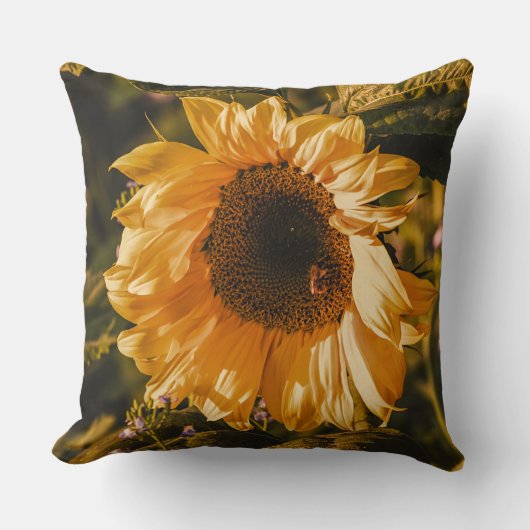 大独身の黄ひまわり装飾用クッション クッション (正面)