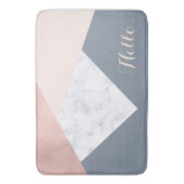 大理エレガント石バラ金ゴールド灰色ベージュ幾何 バスマット (正面縦)