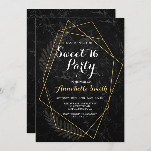 大理フェイク石の幾何学甘味16 招待状 (正面/裏面)