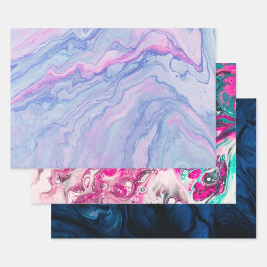 大理モダン石の絵を描流カラフルし抽象芸術パターン ラッピングペーパーシート (セット)