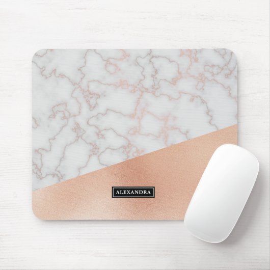 大理石およびのどのばら色の金ゴールドの名前をカスタムするのマウスパッド マウスパッド (マウス)