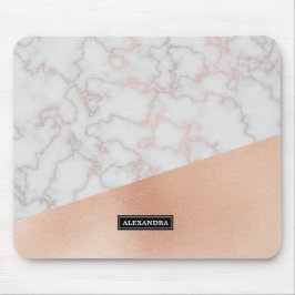 大理石およびのどのばら色の金ゴールドの名前をカスタムするのマウスパッド マウスパッド