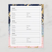 大理石およびグリッターのアドレス帳ページ (正面)