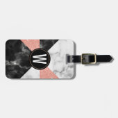 大理石およびグリッターの一見のモノグラムのな荷物のラベル ラゲッジタグ (正面横)