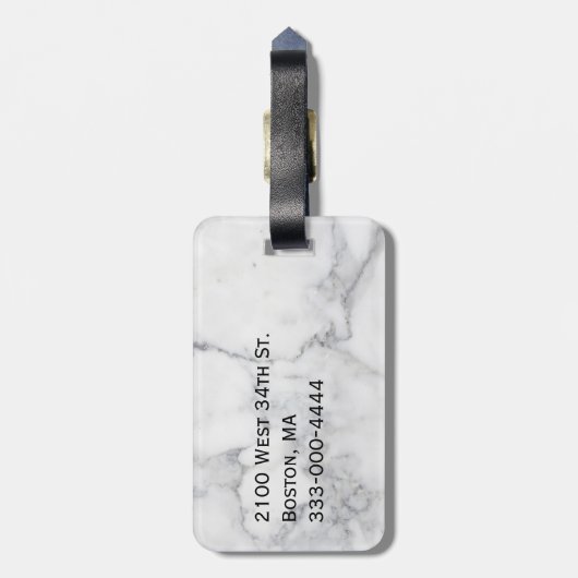 大理石およびグリッターの一見のモノグラムのな荷物のラベル ラゲッジタグ (裏面縦)