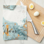 大理石およびグリッター抽象芸術 キッチンタオル (四つ折り)