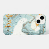 大理石およびグリッター抽象芸術 iPhoneケース (裏面横)