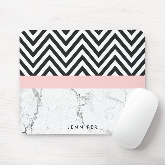 大理石およびシェブロン マウスパッド (マウス)