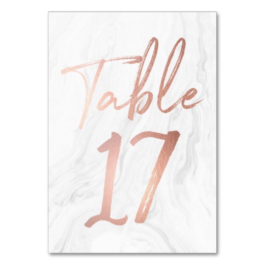 大理石およびバラ金ゴールドスクリプト | 表番号カード17 テーブルナンバー (正面)