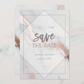 大理石およびバラ金ゴールド効果の保存日付 セーブザデート (正面/裏面)