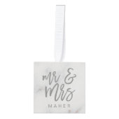 大理石およびバラ金ゴールド効果パーソナライズされたオーナメント キューブオーナメント (正面)