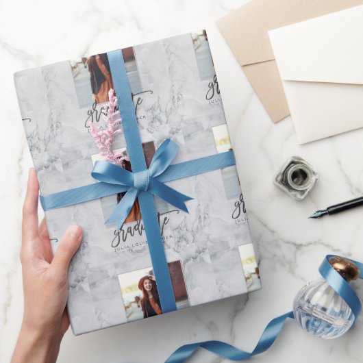 大理石およびバラ金ゴールド卒業アナウンス ラッピングペーパー (ギフト)