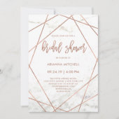 大理石およびバラ金ゴールド幾何学的ブライダルシャワー 招待状 (正面)