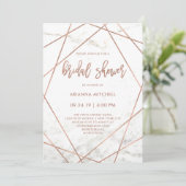 大理石およびバラ金ゴールド幾何学的ブライダルシャワー 招待状 (スタンド正面)