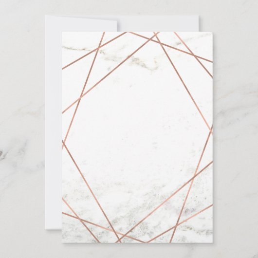 大理石およびバラ金ゴールド幾何学的ブライダルシャワー 招待状 (裏面)