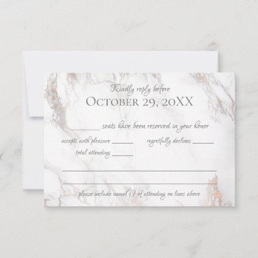 大理石およびバラ金ゴールド応答 出欠カード (正面)