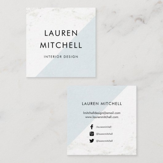 大理石およびパステル調の青く幾何学的な|の会合媒体 スクエア名刺 (正面/裏面)