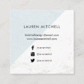 大理石およびパステル調の青く幾何学的な|の会合媒体 スクエア名刺 (裏面)