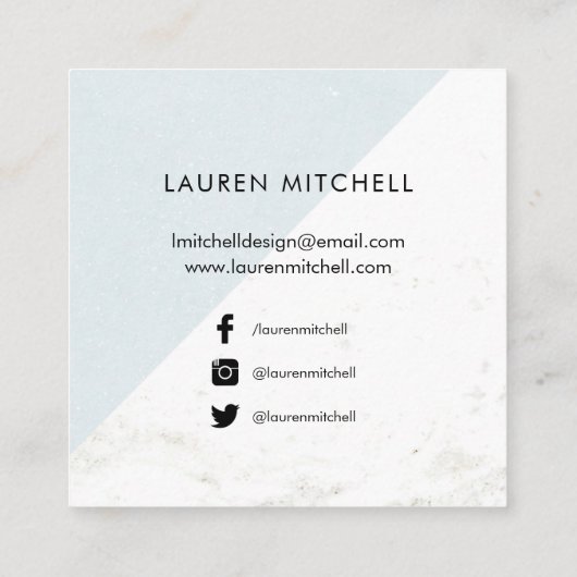 大理石およびパステル調の青く幾何学的な|の会合媒体 スクエア名刺 (裏面)