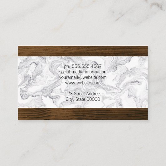 大理石および木製トリム 名刺 (裏面)