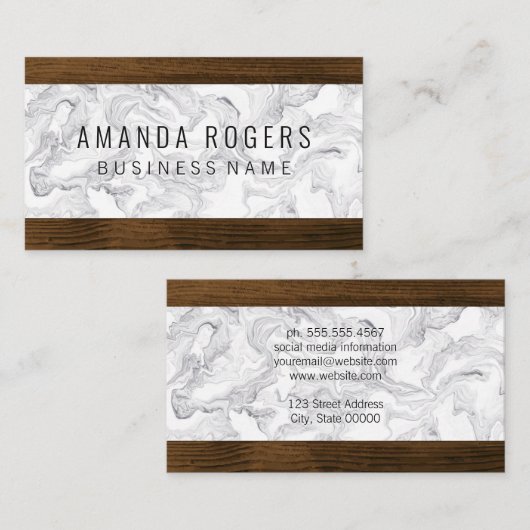 大理石および木製トリム 名刺 (正面/裏面)