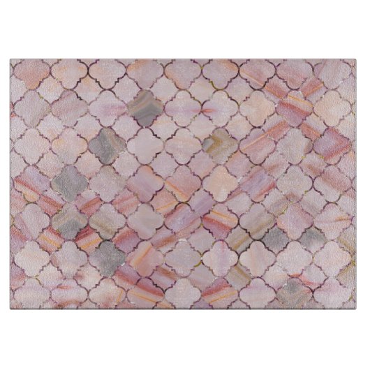 大理石および水晶の文字のモロッコパターン カッティングボード (正面)