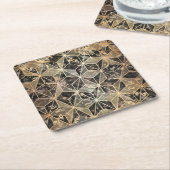 大理石および金ゴールドの幾何学的パターン スクエアペーパーコースター (アングル)