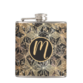 大理石および金ゴールドの幾何学的パターン フラスク