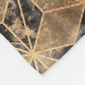 大理石および金ゴールドの幾何学的パターン フリースブランケット (角)