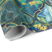 大理石および金ゴールドの東洋パターン ラッピングペーパー (ロールコーナー)