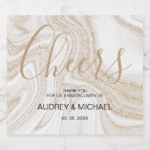 大理石および金ゴールドグリッターモダンタイポグラフィ スパークリングワインラベル (シングルラベル)