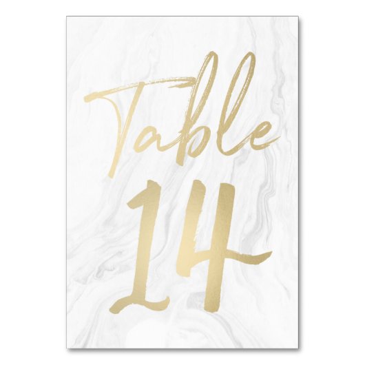 大理石および金ゴールドスクリプト | 表番号カード14 テーブルナンバー (正面)
