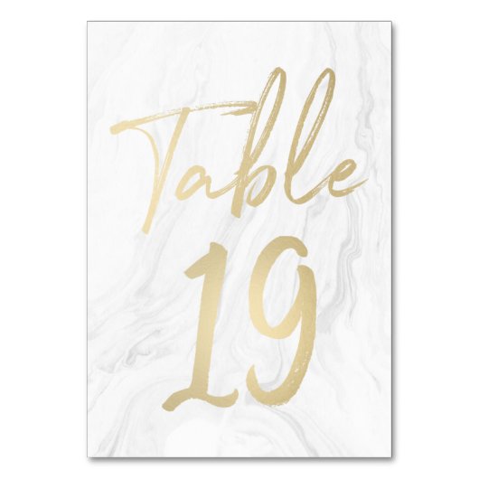 大理石および金ゴールドスクリプト | 表番号カード19 テーブルナンバー (正面)