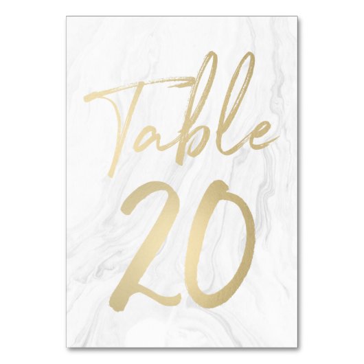 大理石および金ゴールドスクリプト | 表番号カード20 テーブルナンバー (正面)