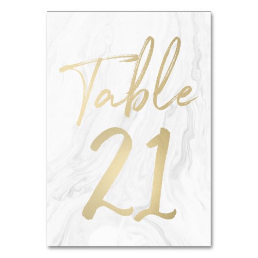 大理石および金ゴールドスクリプト | 表番号カード21 テーブルナンバー (正面)
