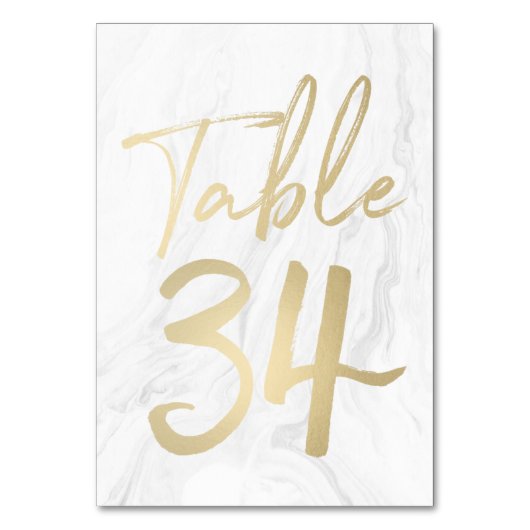 大理石および金ゴールドスクリプト | 表番号カード34 テーブルナンバー (正面)