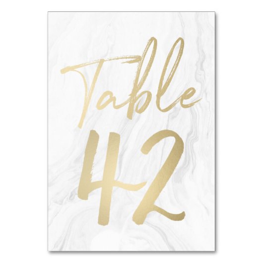 大理石および金ゴールドスクリプト | 表番号カード42 テーブルナンバー (正面)