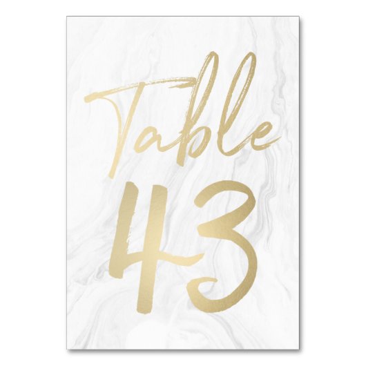 大理石および金ゴールドスクリプト | 表番号カード43 テーブルナンバー (正面)