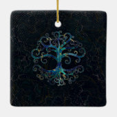 大理石および金ゴールド生命の樹 セラミックオーナメント (裏面)