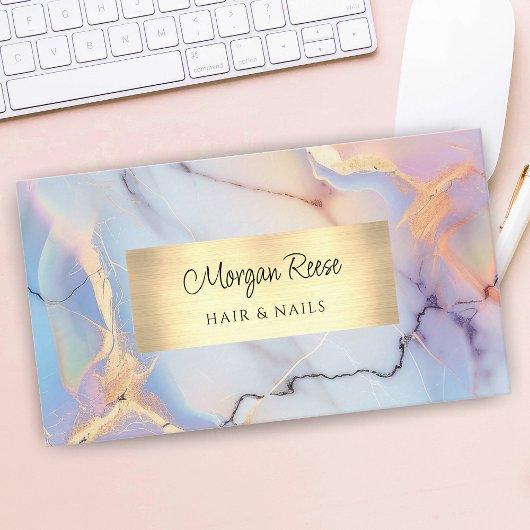 大理石および金ゴールド、QRコード 名刺