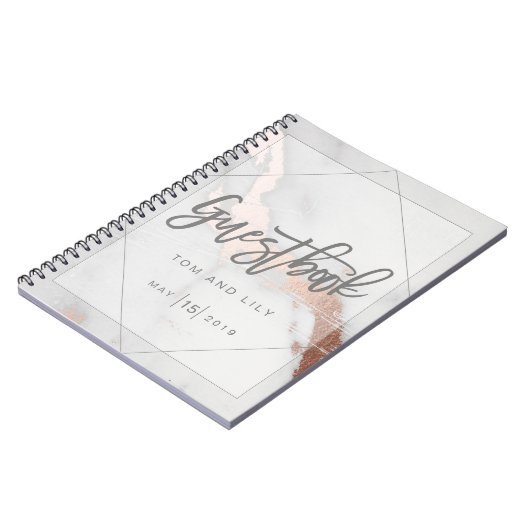 大理石および金属結婚式のゲストブックのメモ帳 ノートブック (左側)