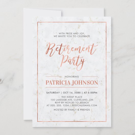 大理石および銅製フレーム |除モダン職パーティー 招待状 (正面)