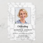 大理石お祝い記念写真葬式 招待状 (正面/裏面)