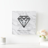 大理石が付いているダイヤモンド スクエア壁時計 (ホーム)