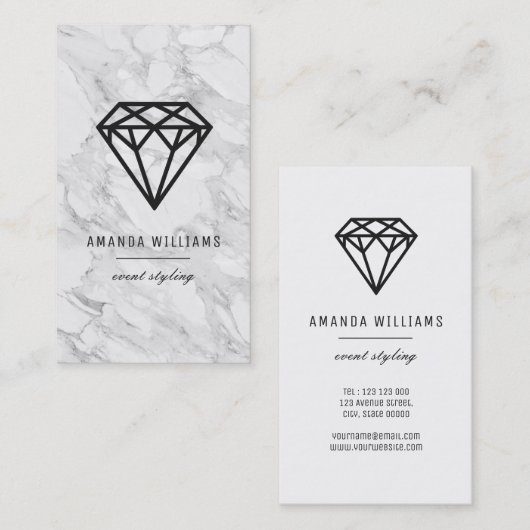 大理石が付いているダイヤモンド 名刺 (正面/裏面)