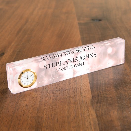 大理石きらめくバラ金ゴールド《写真》ぼけ味パターン名2020 デスクネームプレート (側面)