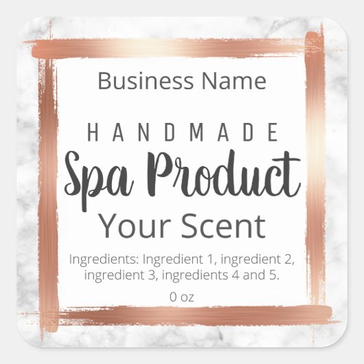 大理石せっけん体スクラブバスボムソークラベル スクエアシール (正面)