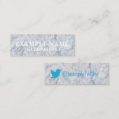 大理石でパーソナライズされたテクスチャされたTwitter スキニー名刺 (正面/裏面)